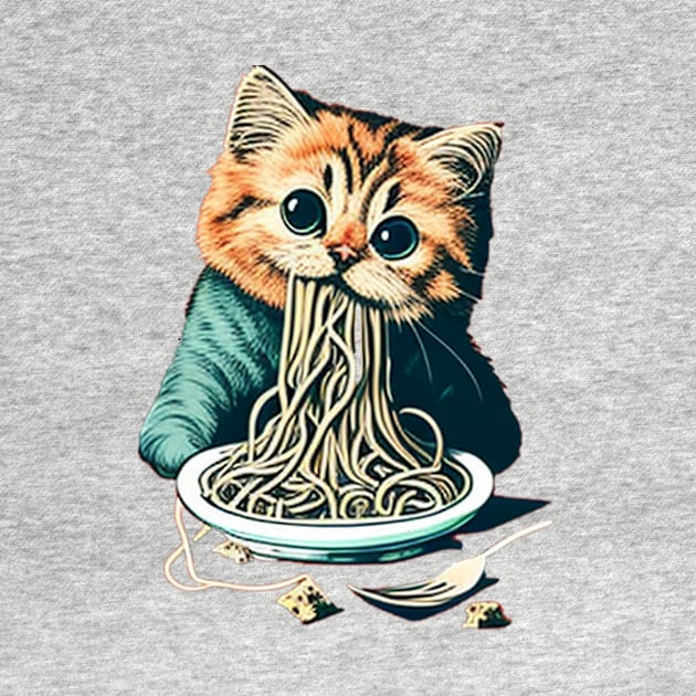 CAT EATING SPAGHETTI by TheABStore